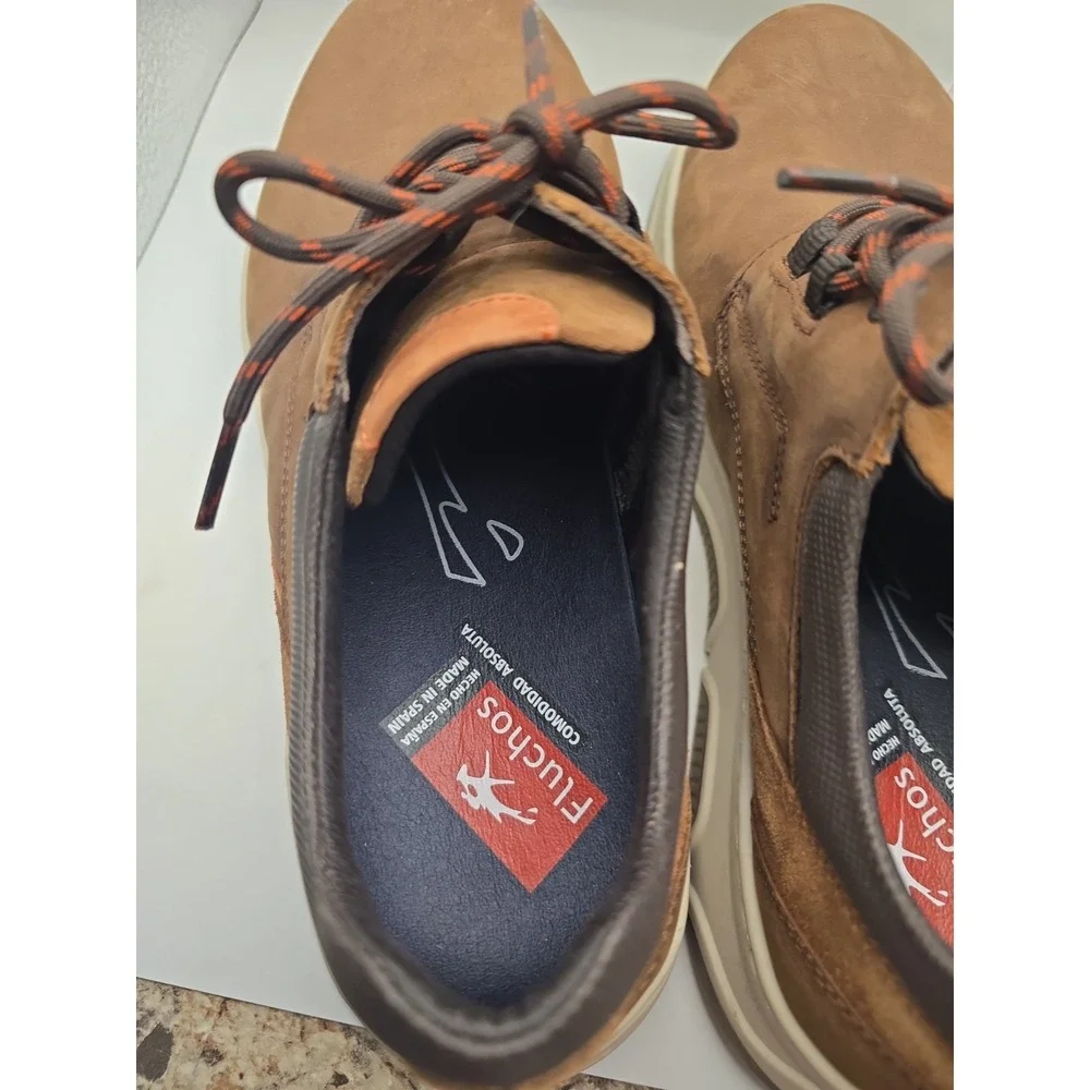 Fluchos Kansas F1345 Mens Casual Leather Sneakers Size 42 US Mens 9 Brown